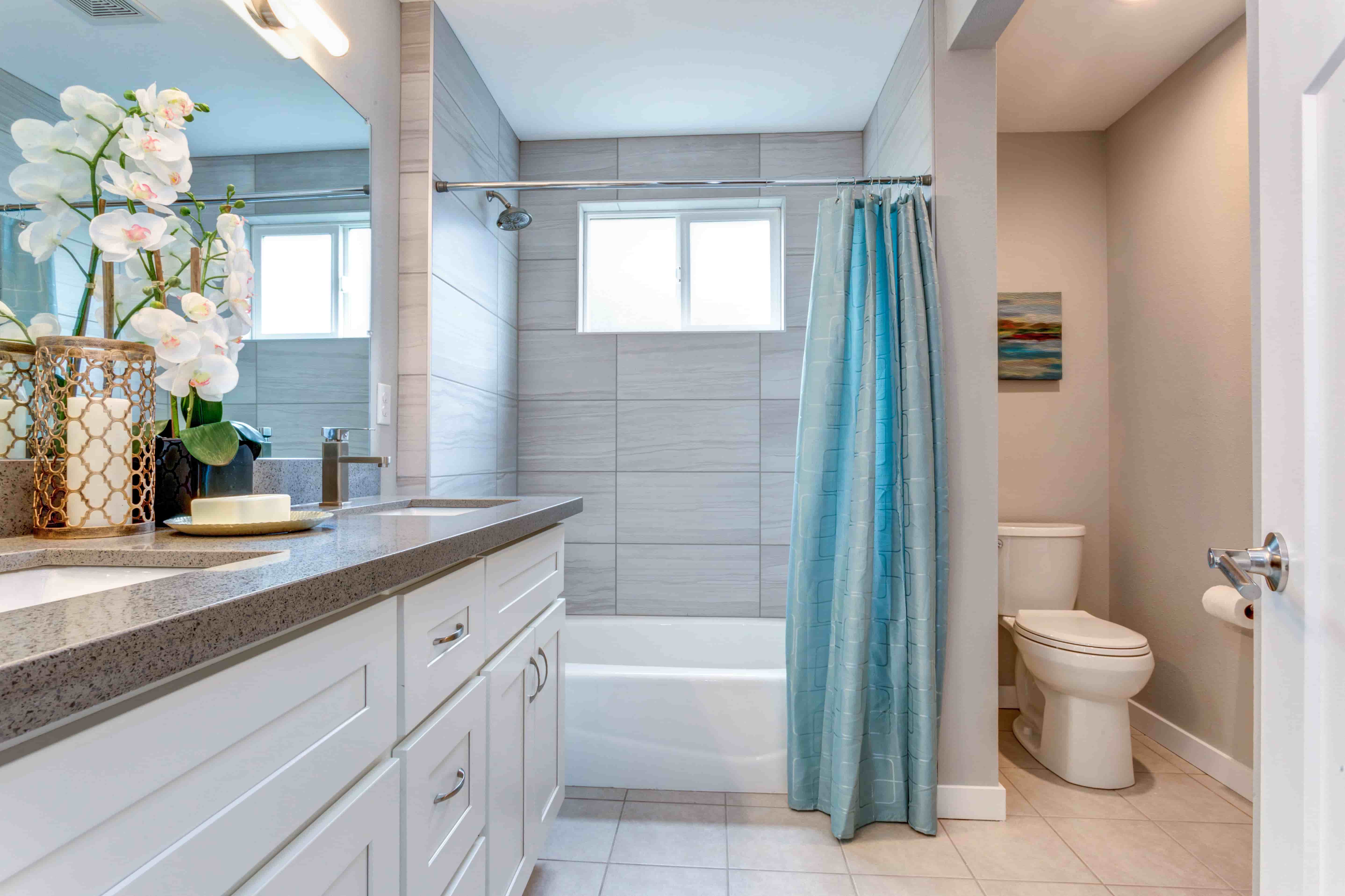 Bathroom refresh with modern vanity and tile